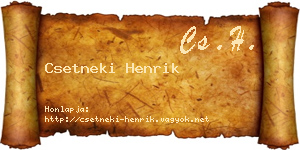 Csetneki Henrik névjegykártya
